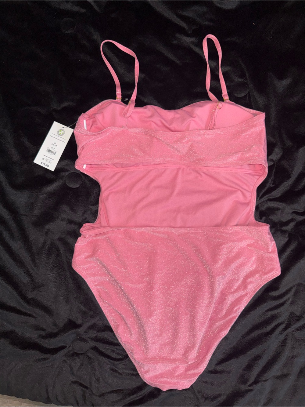 Pink Shimmer One-Piece swimsuit with back cutout